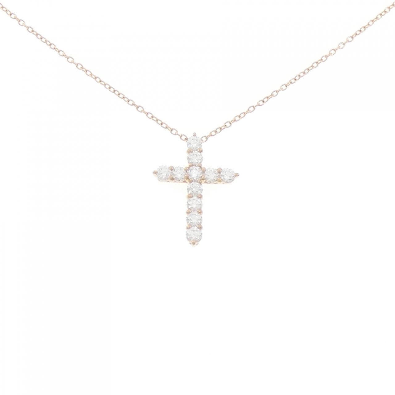 K18PG クロス ダイヤモンド ネックレス 0.50CT