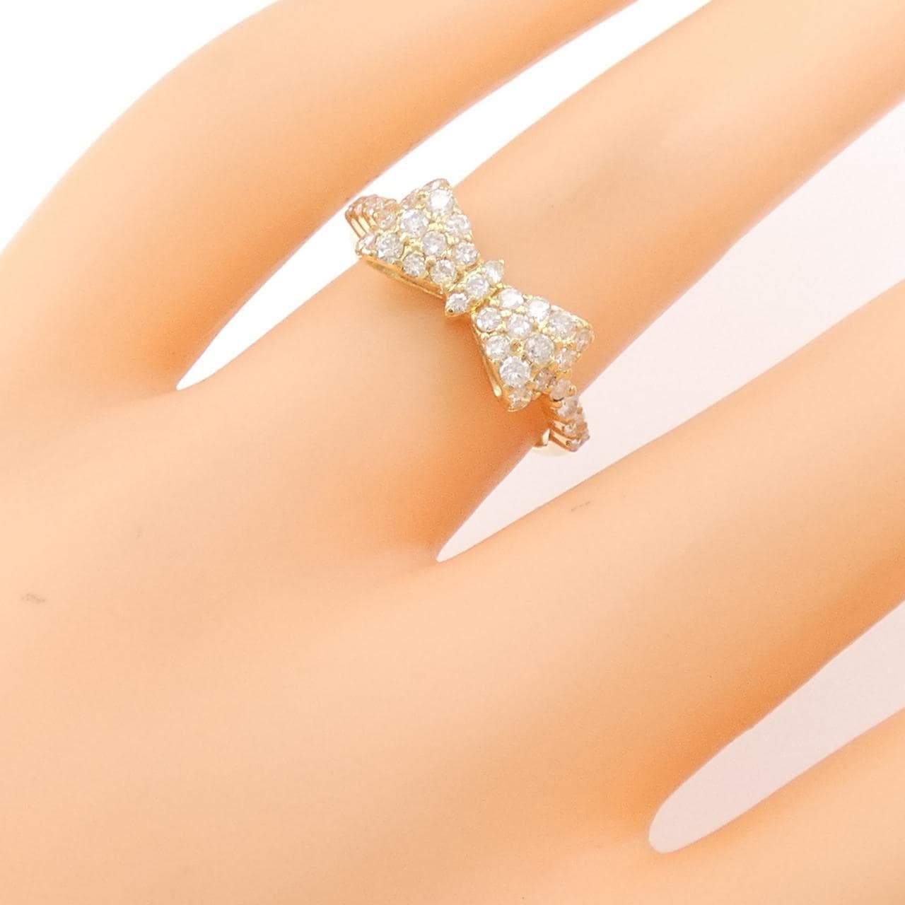 K18YG リボン ダイヤモンド リング 0.50CT
