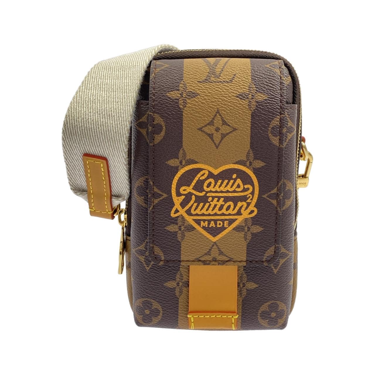 ルイヴィトン モノグラム ストライプ(LVスクエアード) ダブル フォン ポーチ M81005 ショルダーバッグ