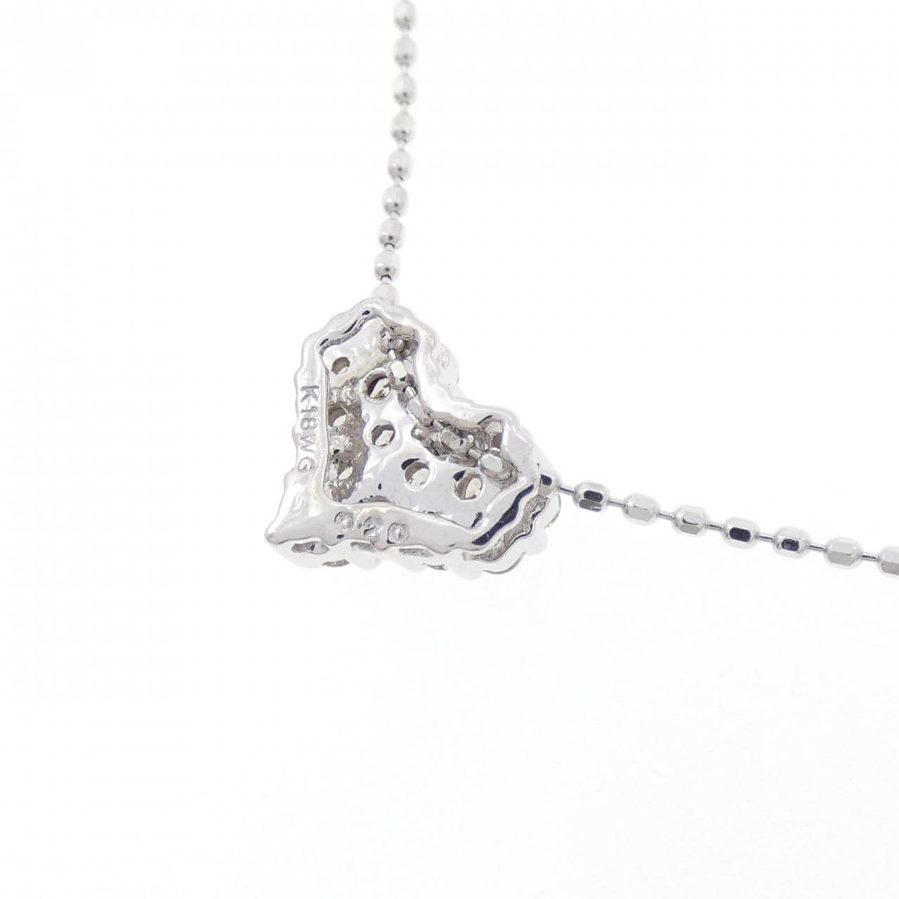 K18WG/750WG ハート ダイヤモンド ネックレス 0.20CT