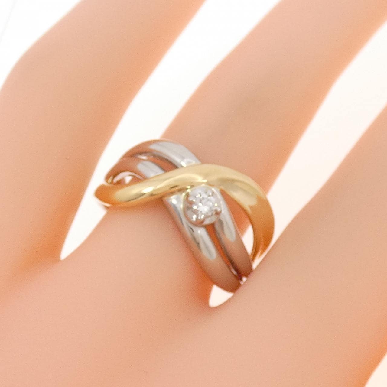 K18YG/PT900 ダイヤモンド リング 0.06CT