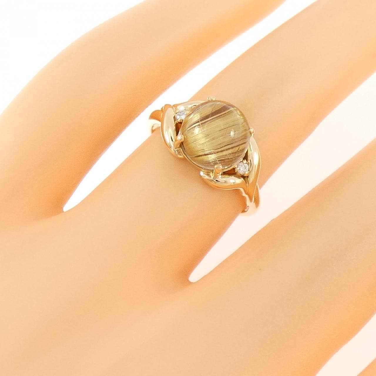 K18YG ルチルクオーツ リング 2.94CT