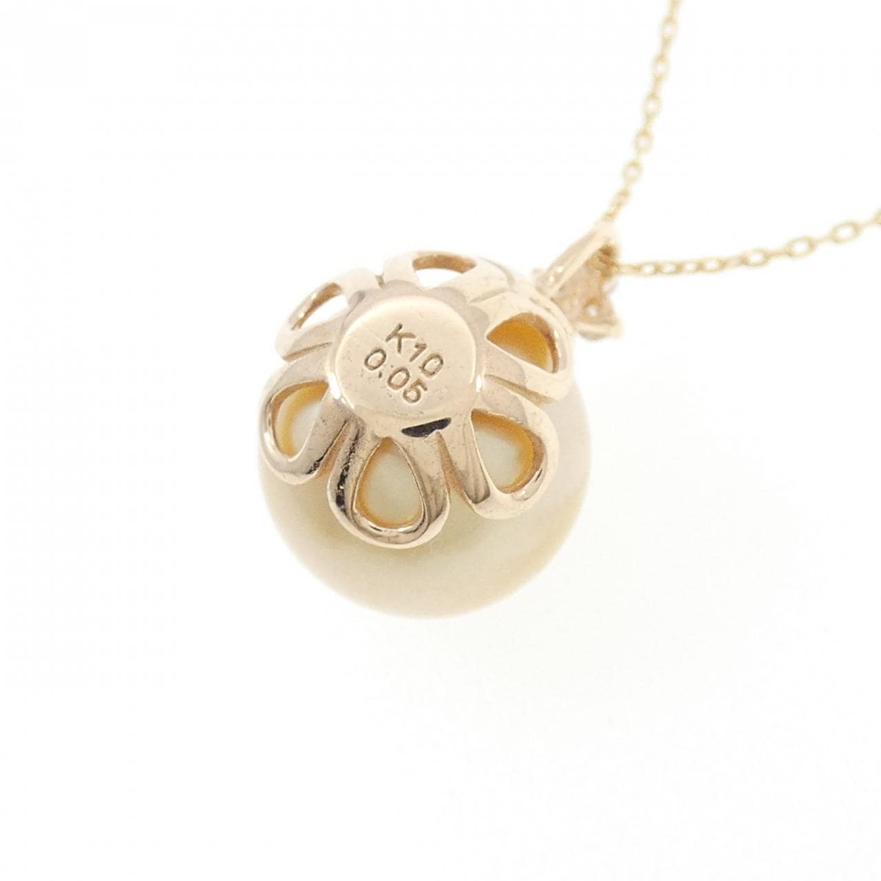 K10YG 白蝶パール ネックレス 10mm