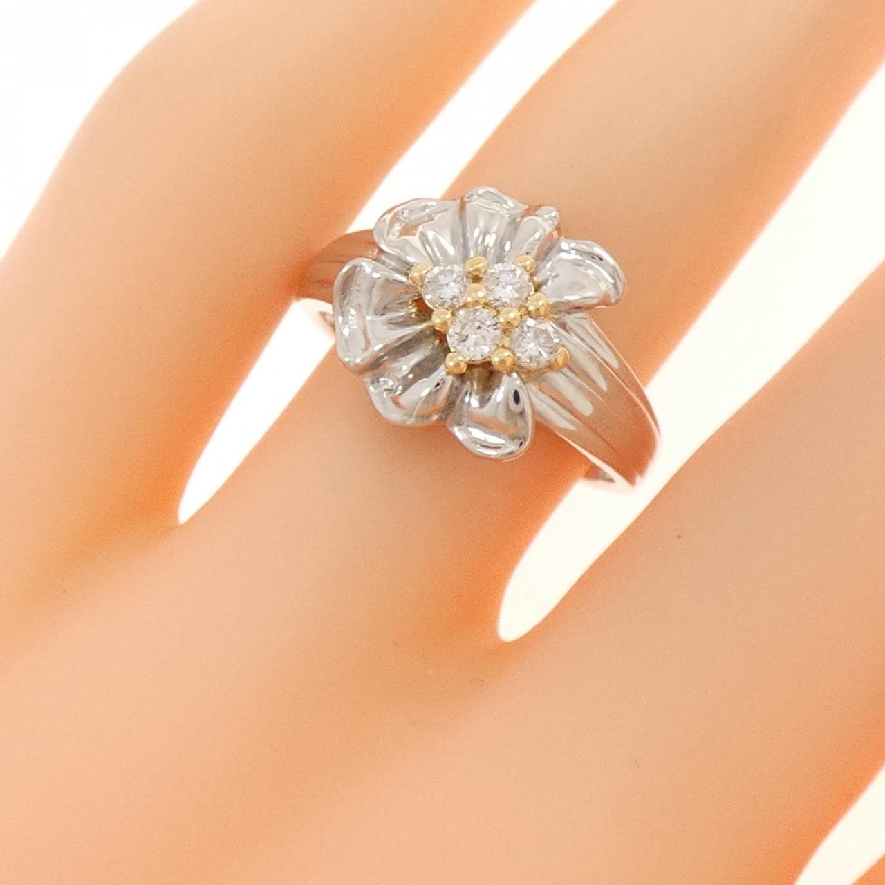 PT900/K18YG ダイヤモンド リング 0.18CT