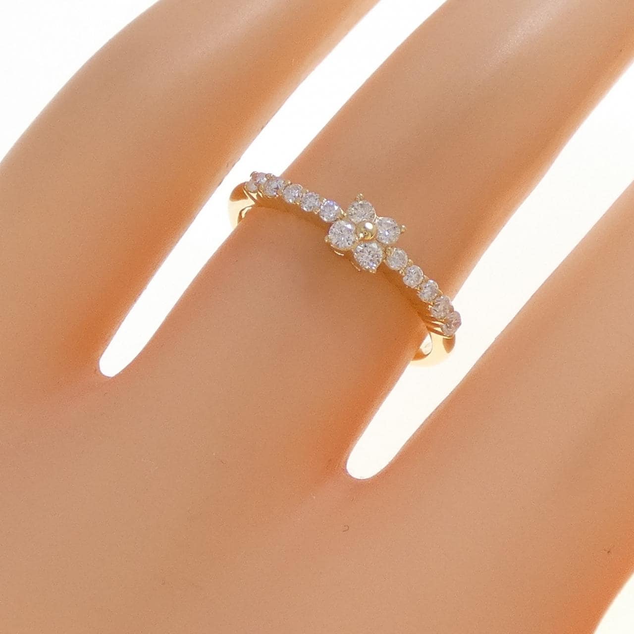 K18YG フラワー ダイヤモンド リング 0.20CT