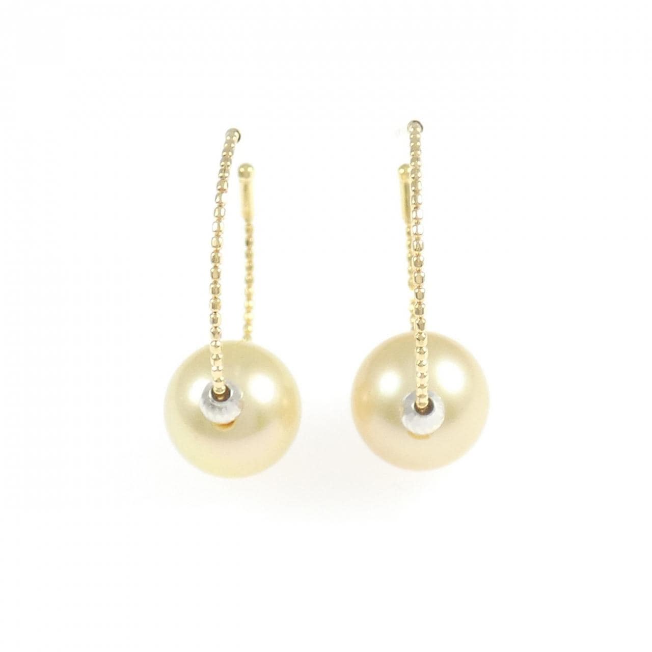 K18YG/K18WG 白蝶パール ピアス 9.7mm