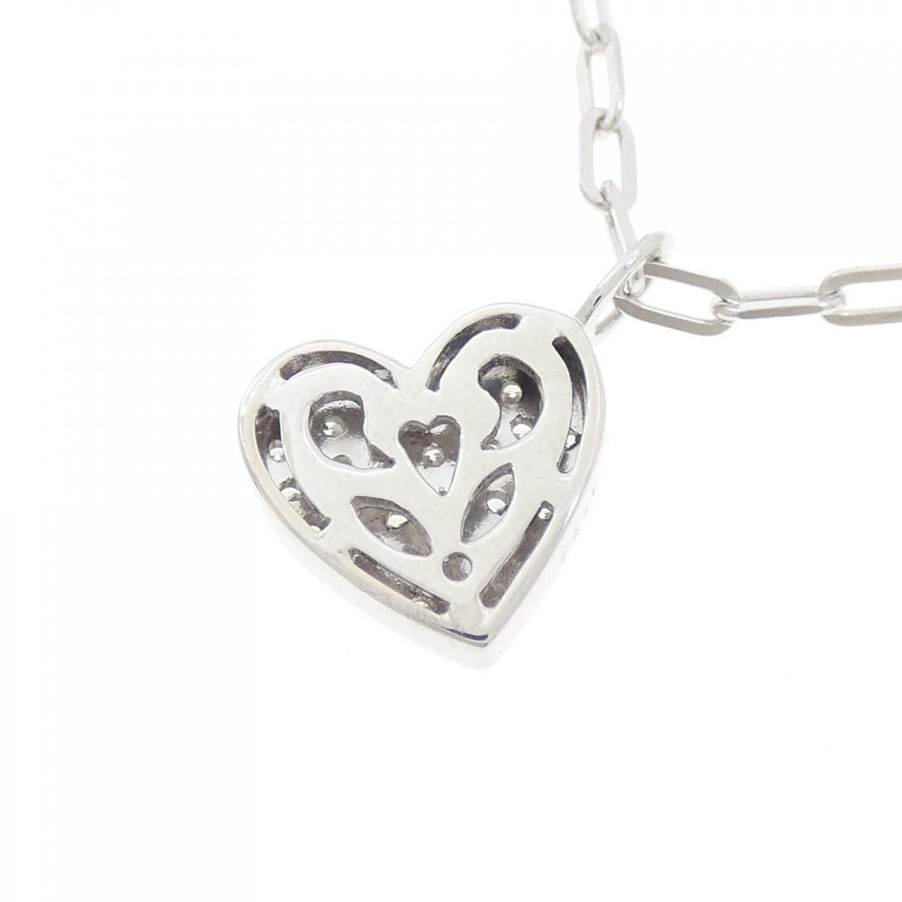 K18WG パヴェ ハート ダイヤモンド ネックレス 0.472CT