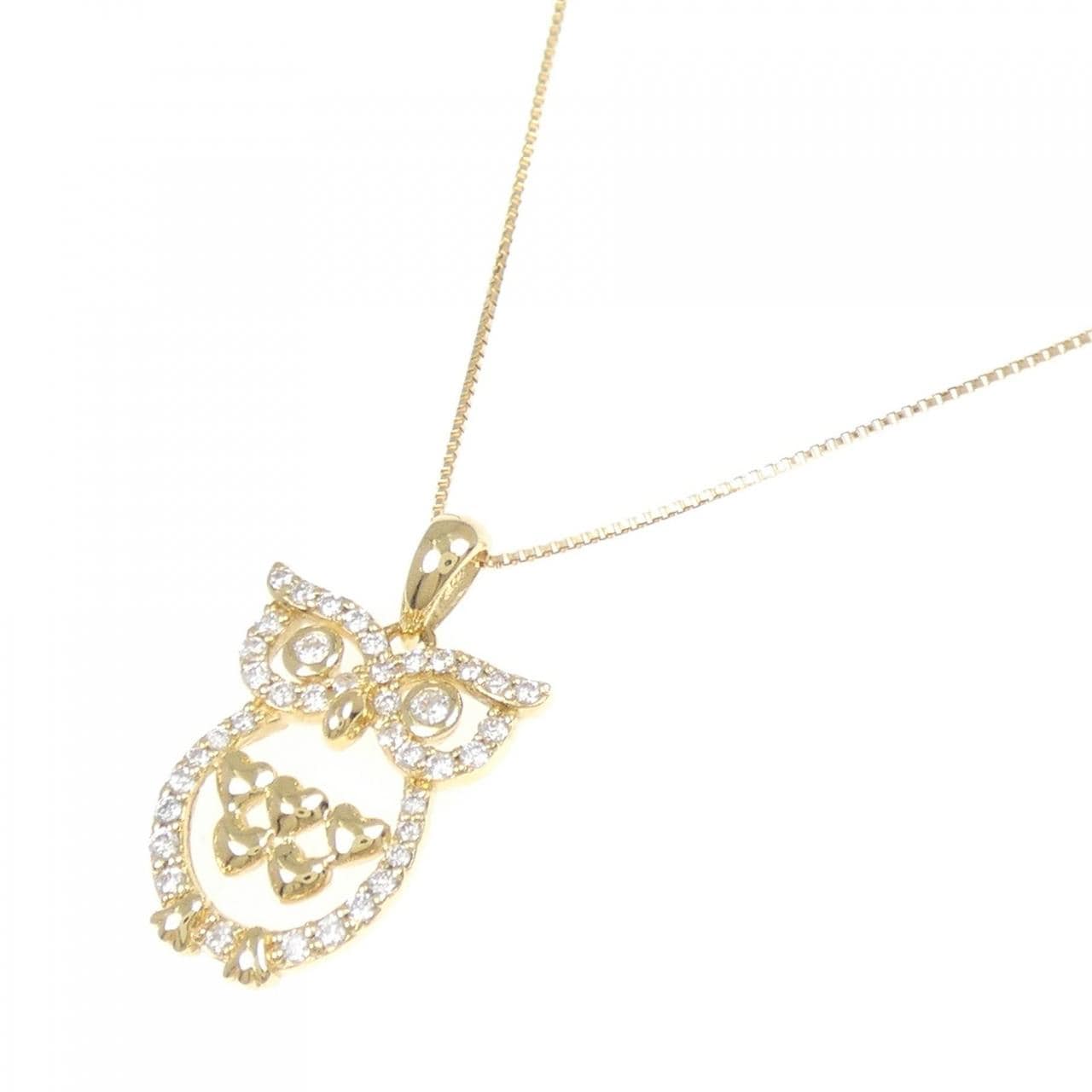 K18YG フクロウ ダイヤモンド ネックレス 0.25CT