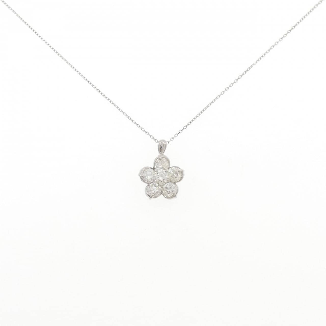 PT900/PT850 フラワー ダイヤモンド ネックレス 1.32CT