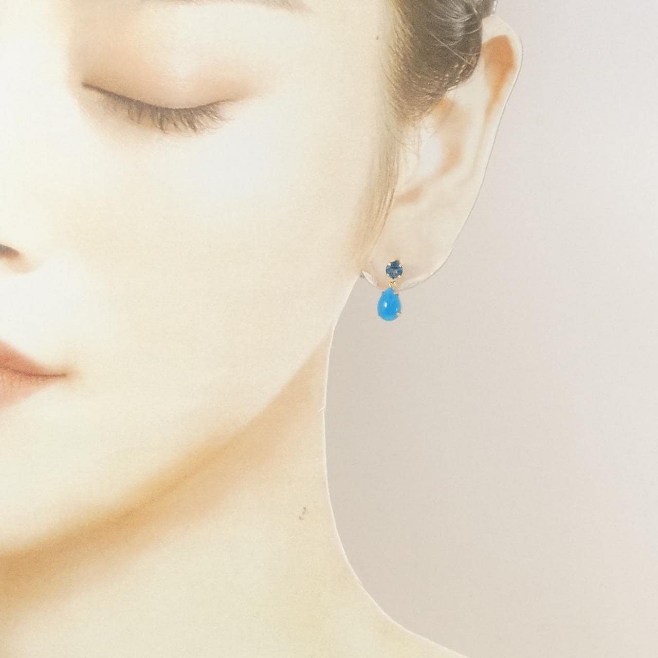 K18YG ターコイズ ピアス 2.00CT