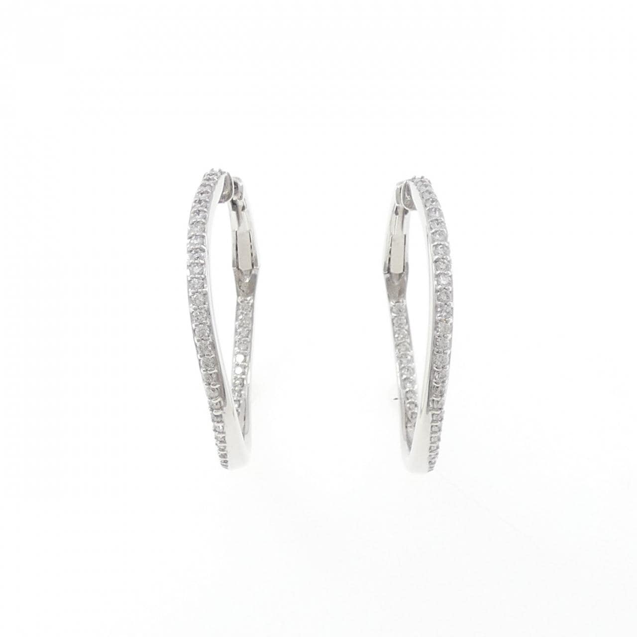 K18WG フープ ダイヤモンド ピアス 1.20CT
