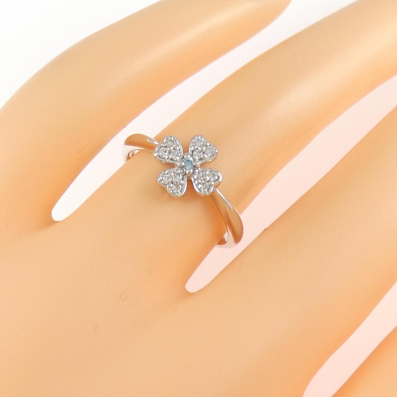 K18WG フラワー ダイヤモンド リング 0.13CT