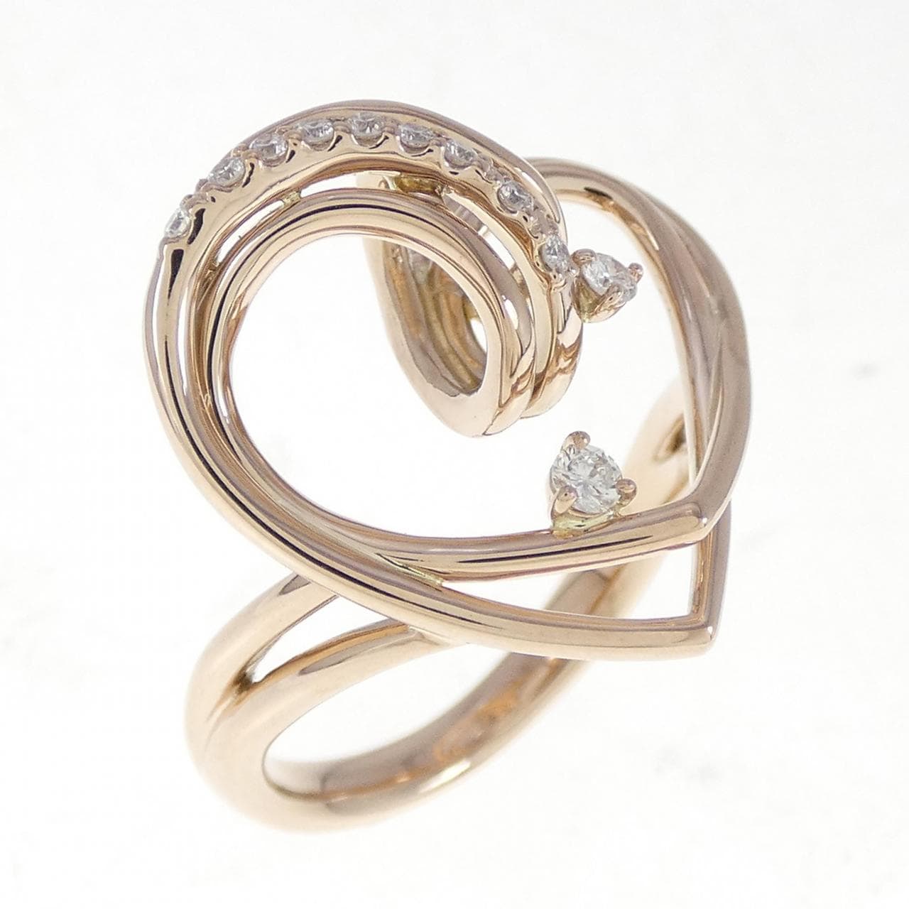 K18PG ハート ダイヤモンド リング 0.12CT