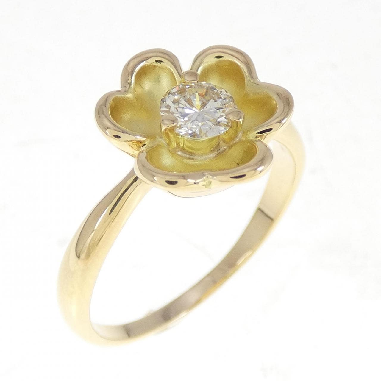 K18YG flower Diamond ring 0.34CT