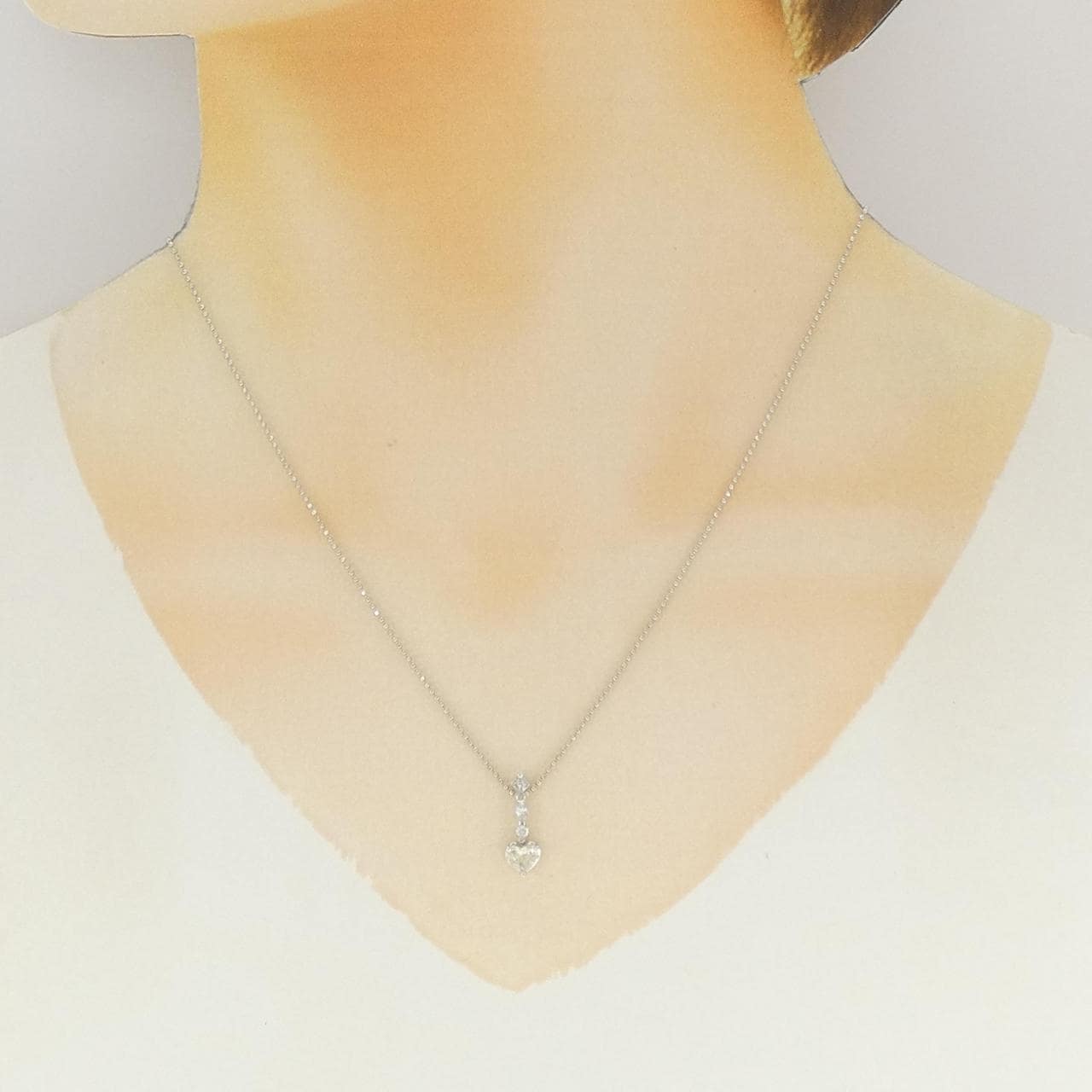 PT900/PT850 ハート ダイヤモンド ネックレス 0.34CT