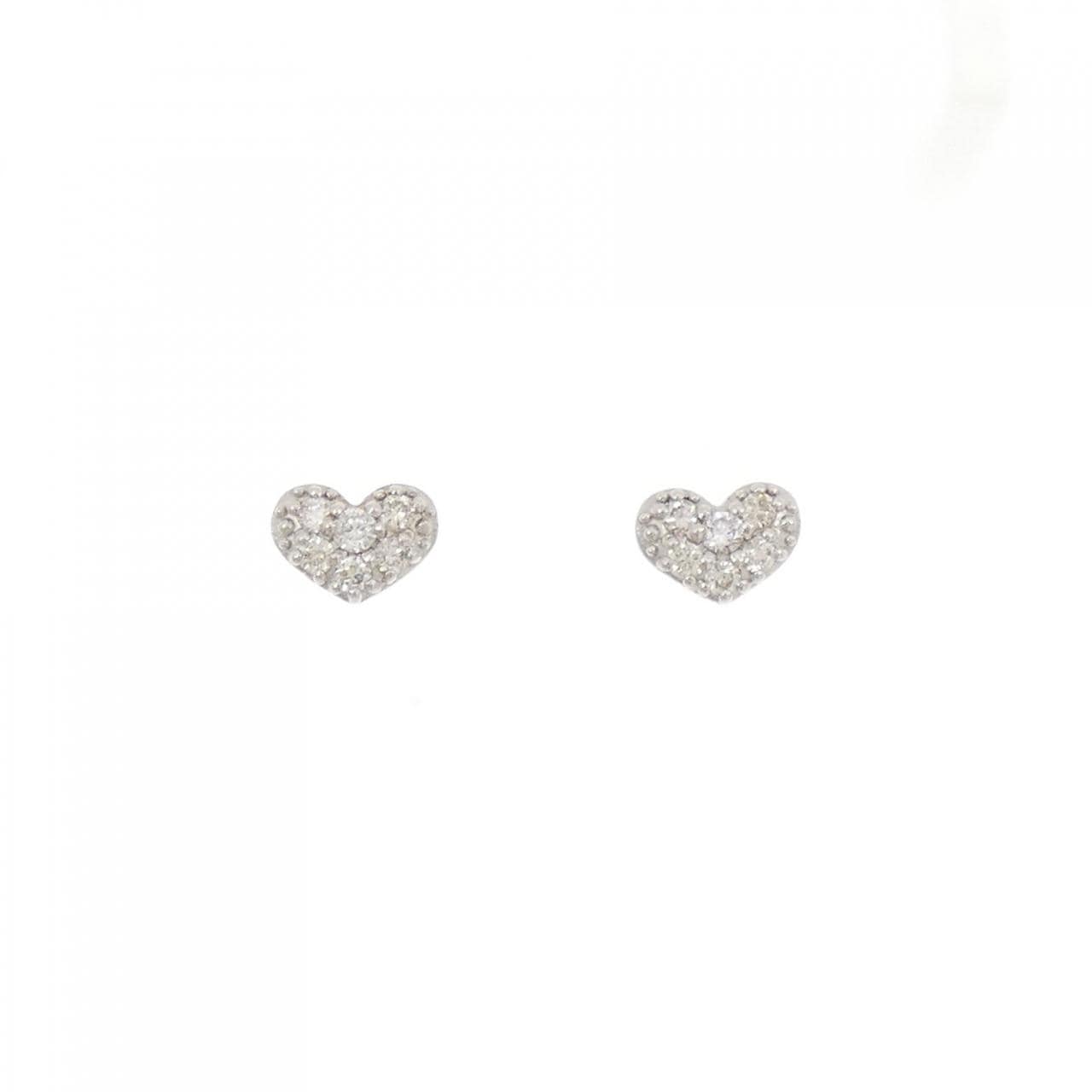 PT900 ハート ダイヤモンド ピアス 0.18CT