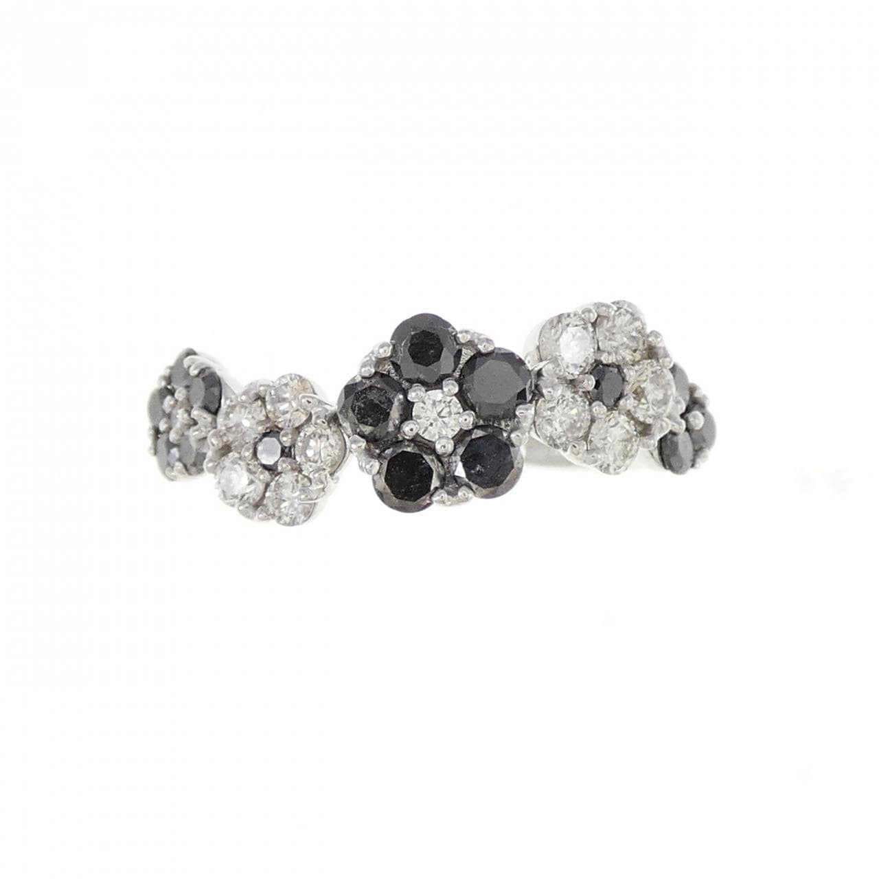 K18WG フラワー ダイヤモンド リング 1.00CT