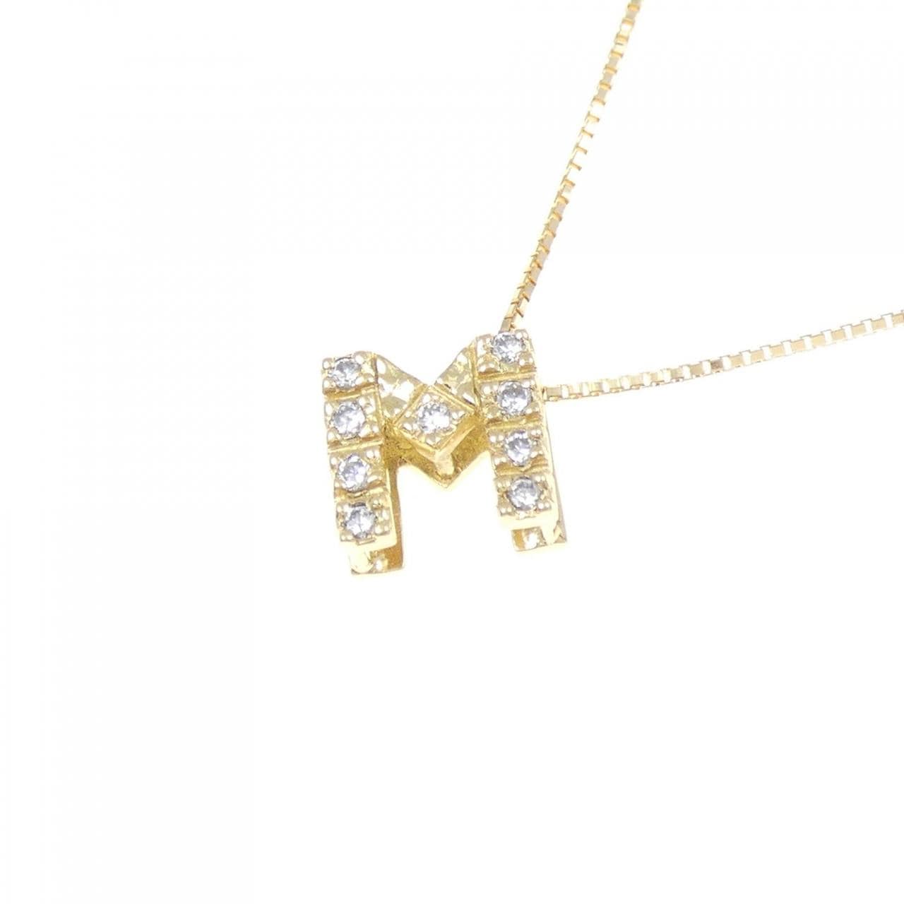 K18YG イニシャルM ダイヤモンド ネックレス 0.12CT