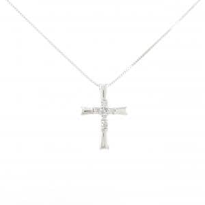 K18WG クロス ダイヤモンド ネックレス 0.10CT