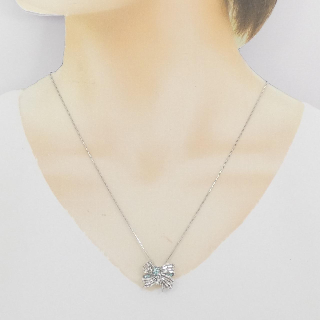 K18WG リボン トルマリン ネックレス 0.12CT