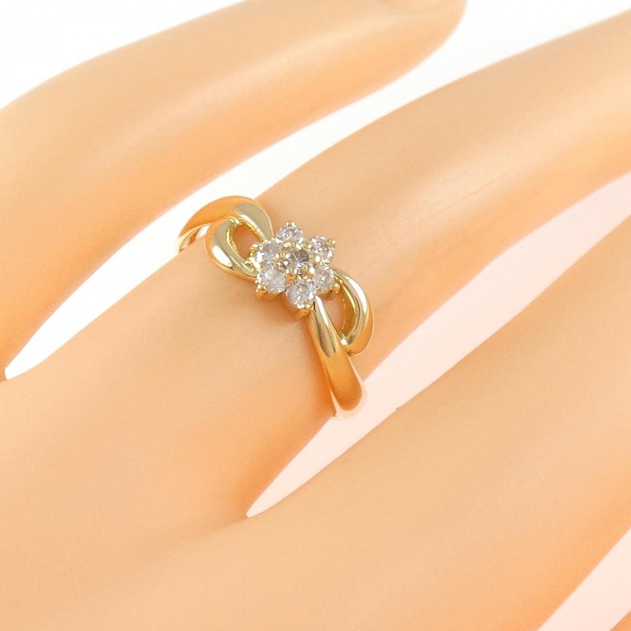 K18YG フラワー ダイヤモンド リング 0.20CT