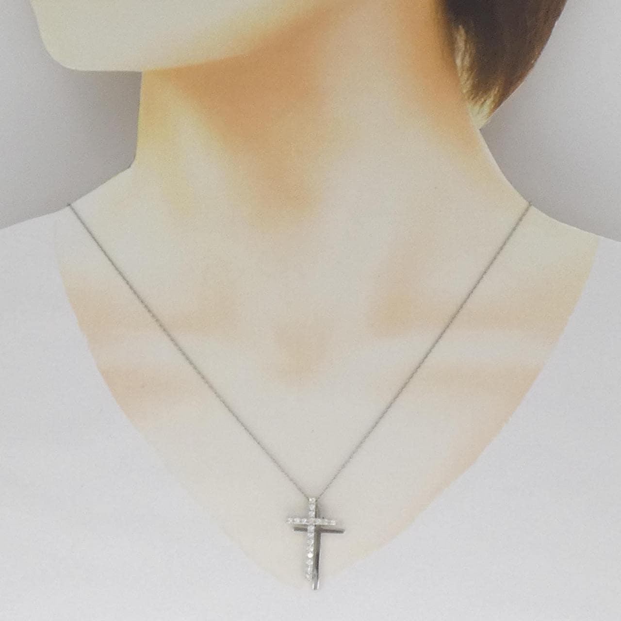 PT950 クロス ダイヤモンド ネックレス 0.23CT
