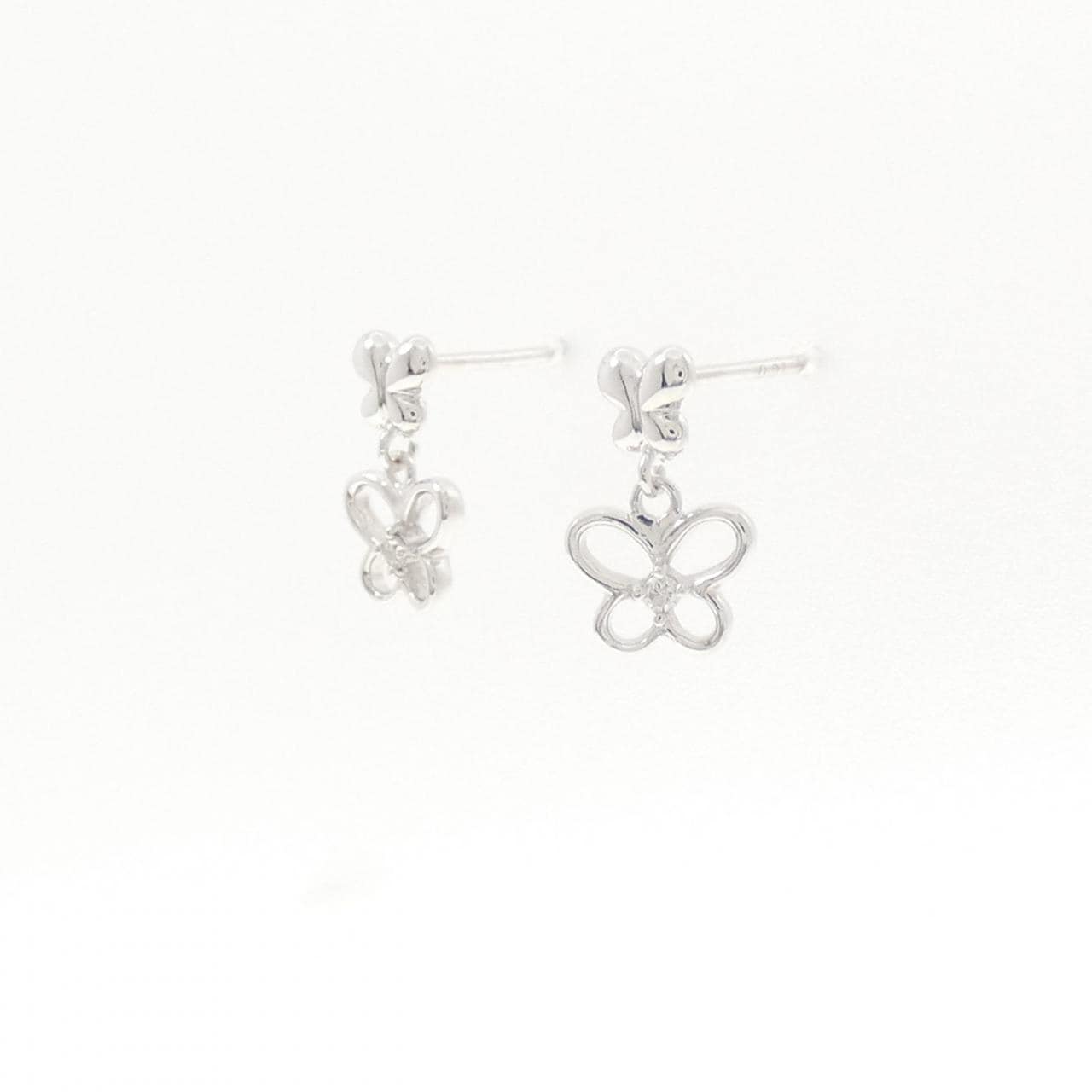 K18WG バタフライ ダイヤモンド ピアス 0.02CT