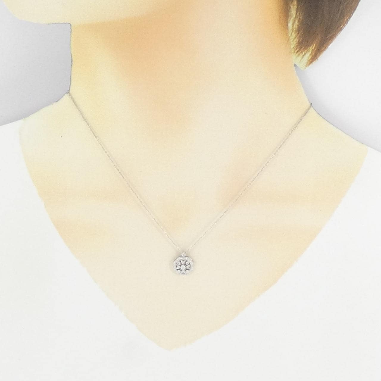 K18WG ダイヤモンド ネックレス 0.17CT
