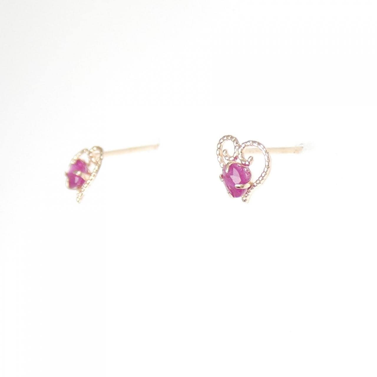 K10PG Heart Ruby Earrings