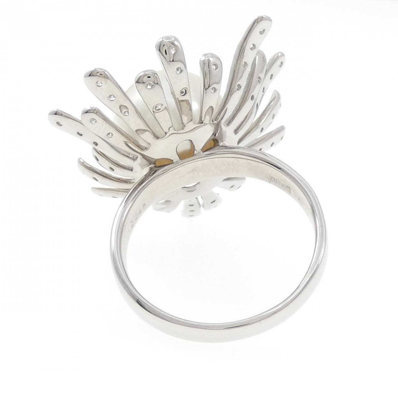 K18WG 白蝶パール リング 13.8mm