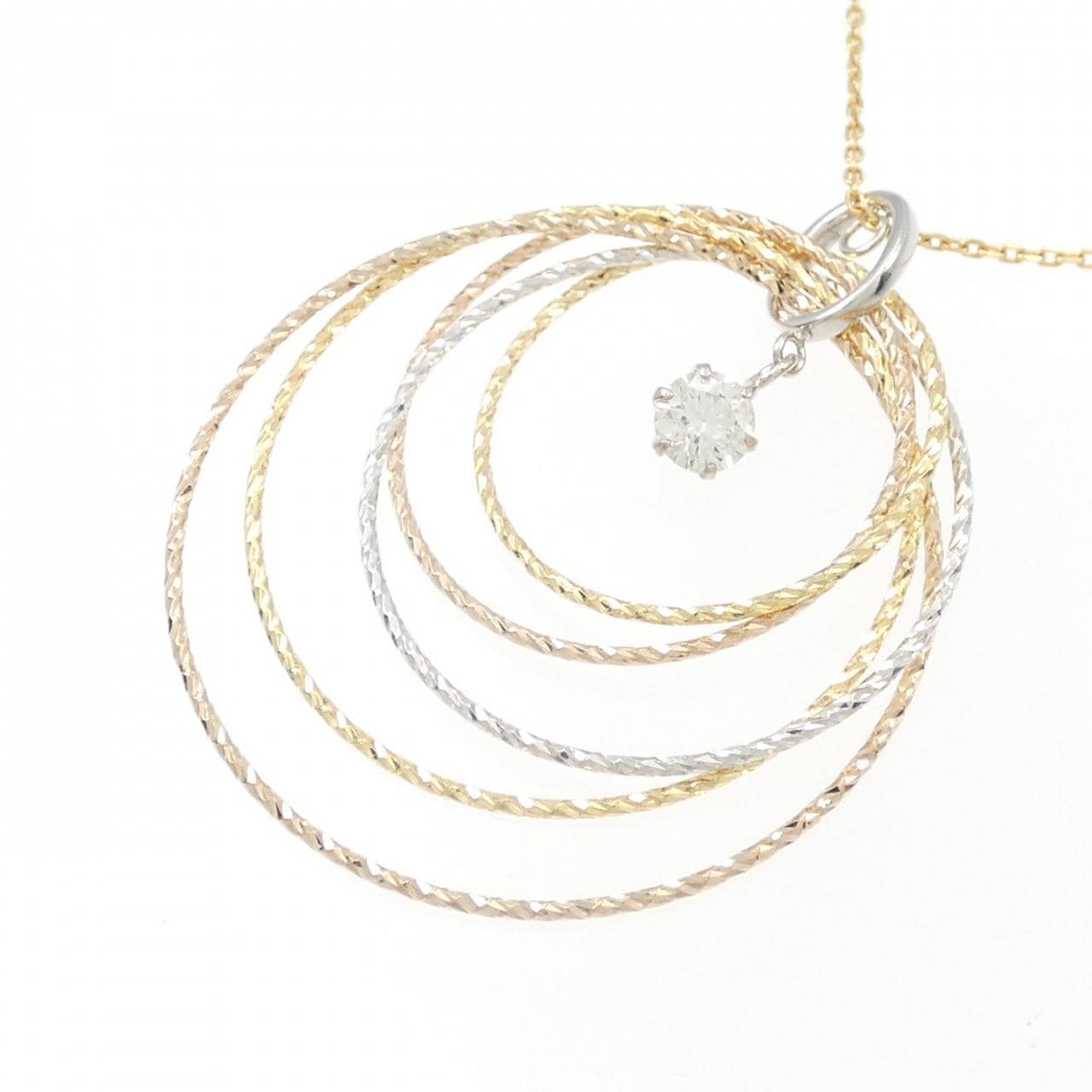 [BRAND NEW] K18 three-color Diamond necklace 0.204CT F SI2 VG