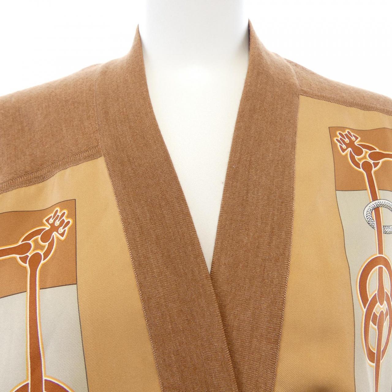 エルメス HERMES CLIQUETIS 2E2819D6 ツイルレーヌ ロングカーディガン