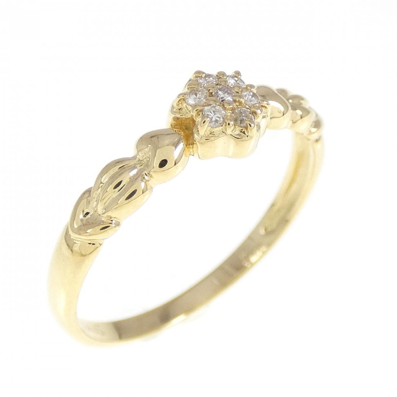K18YG フラワー ダイヤモンド リング 0.05CT