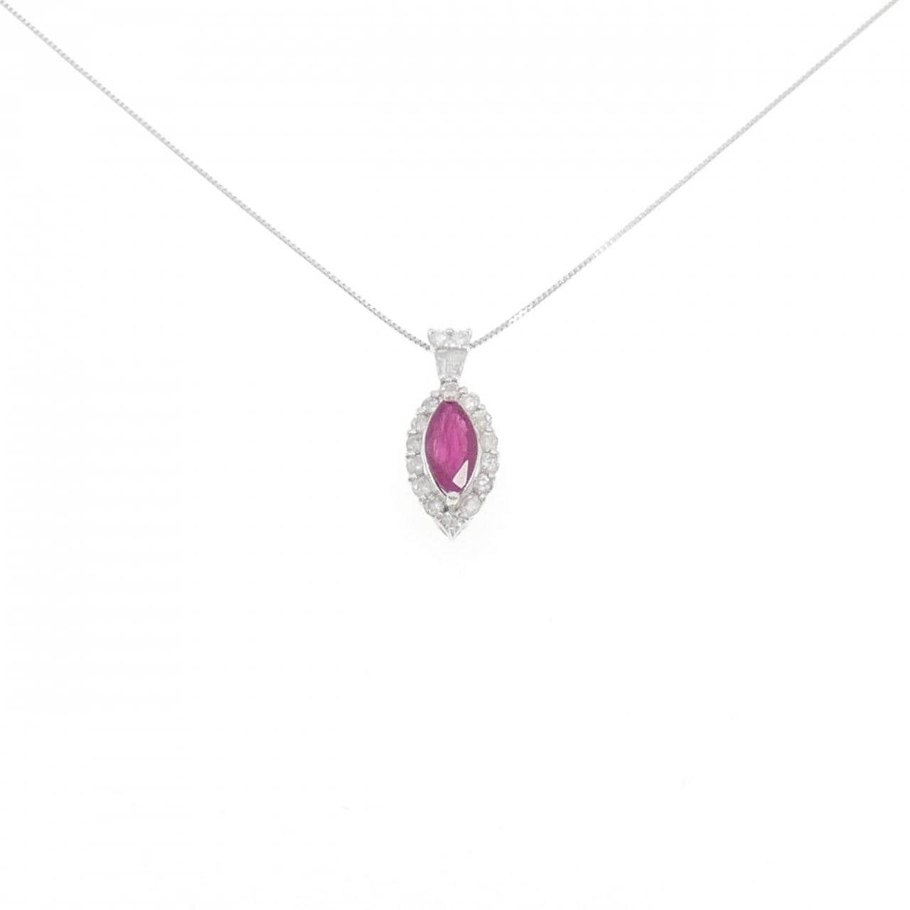 750WG/K18WG ルビー ネックレス 1.02CT