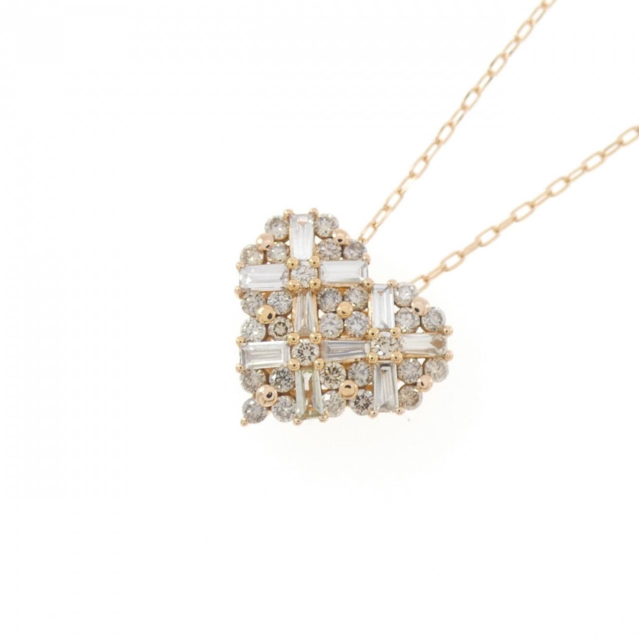 K18PG ハート ダイヤモンド ネックレス 0.65CT