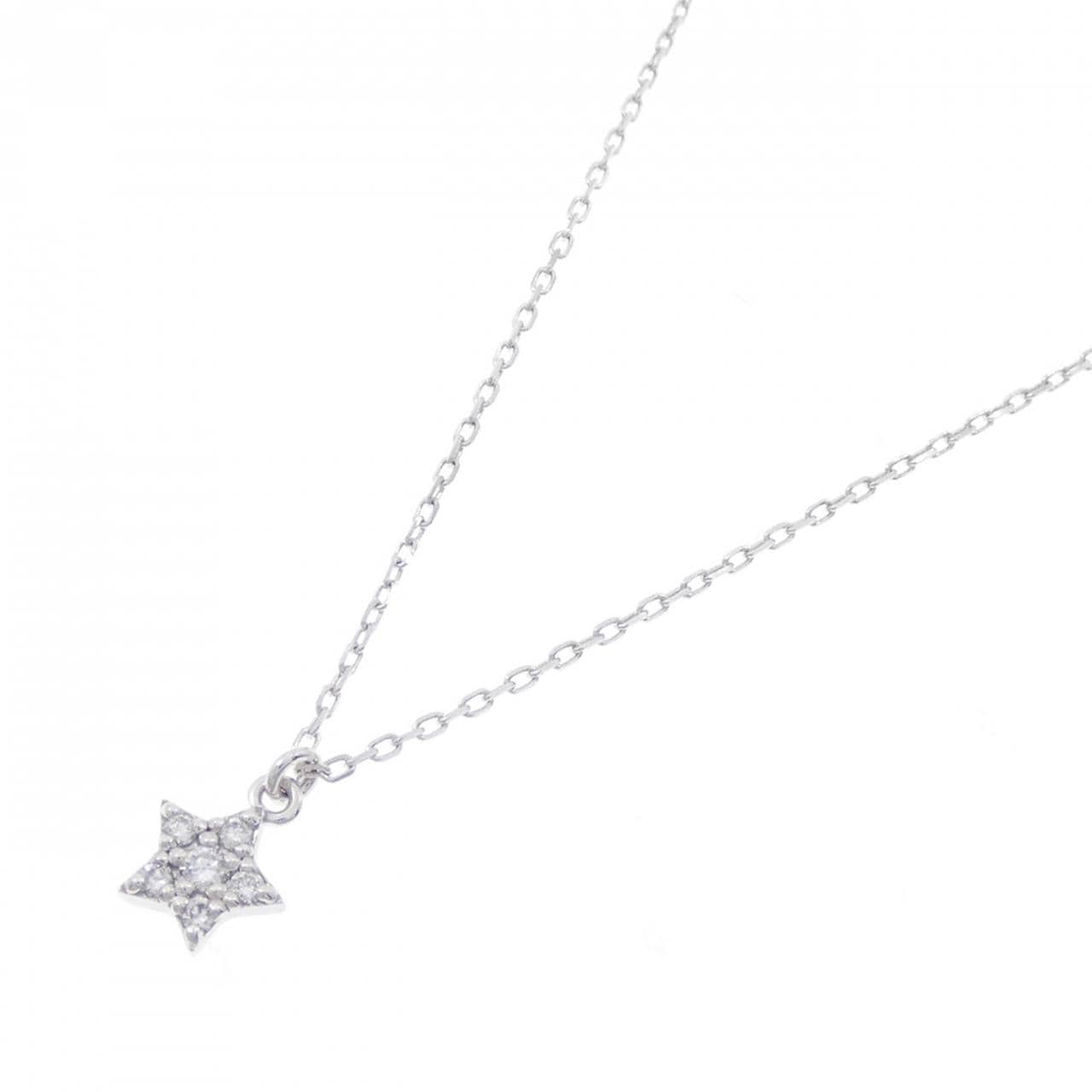 K18WG スター ダイヤモンド ネックレス 0.039CT