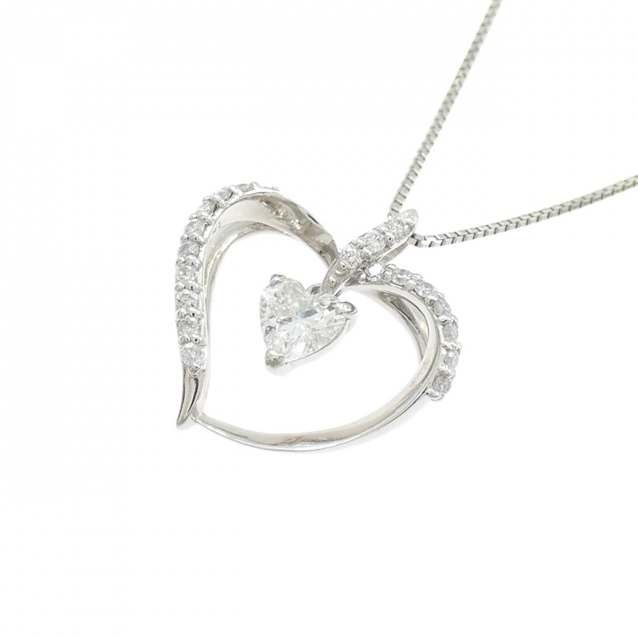 PT900/PT850 ハート ダイヤモンド ネックレス 0.210CT