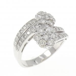 K18WG フラワー ダイヤモンド リング 1.00CT