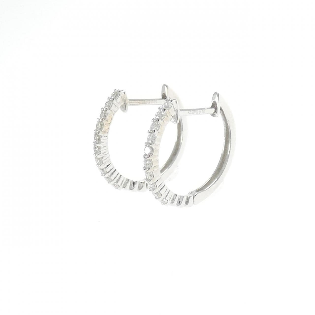 K18WG ダイヤモンド フープ ピアス 0.20CT