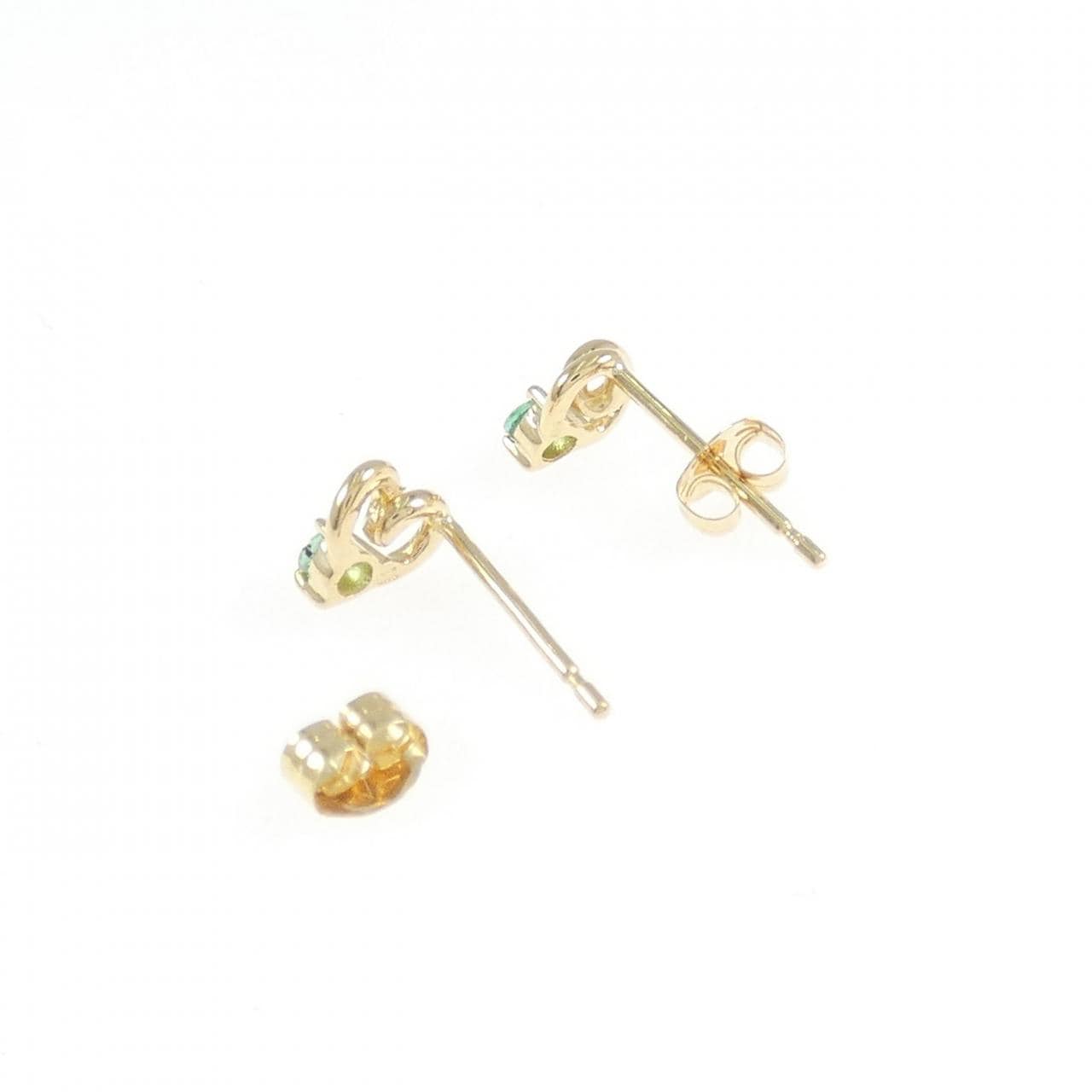 K18YG ハート エメラルド ピアス