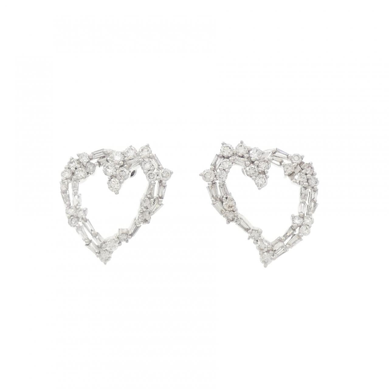K18WG ハート ダイヤモンド ピアス 1.00CT