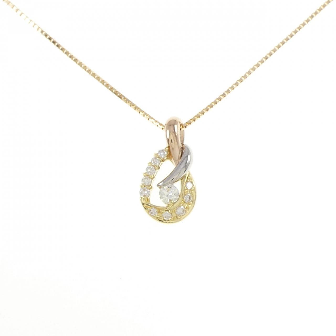 K18YG/PT900/K18PG ダイヤモンド ネックレス 0.26CT