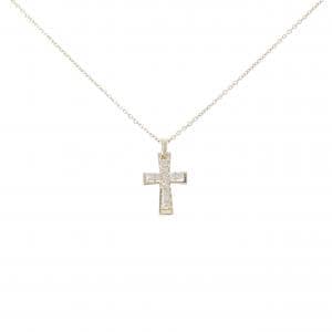 K10YG クロス ダイヤモンド ネックレス 0.12CT