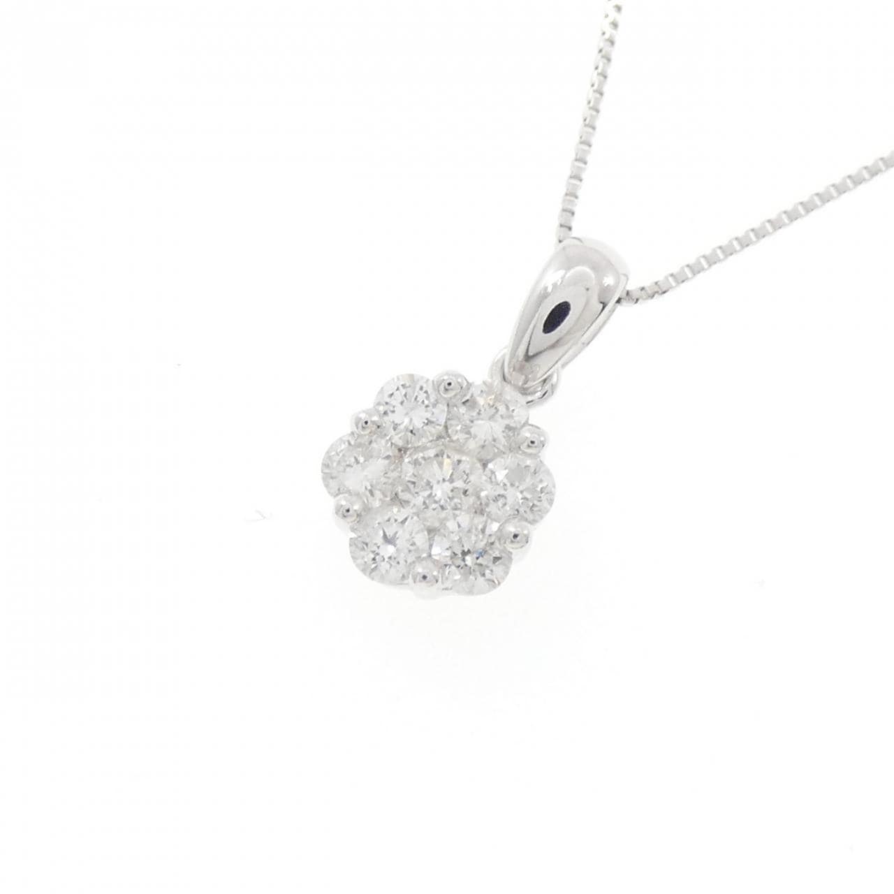 K18WG フラワー ダイヤモンド ネックレス 0.50CT
