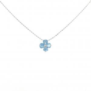 K14WG フラワー ブルートパーズ ネックレス