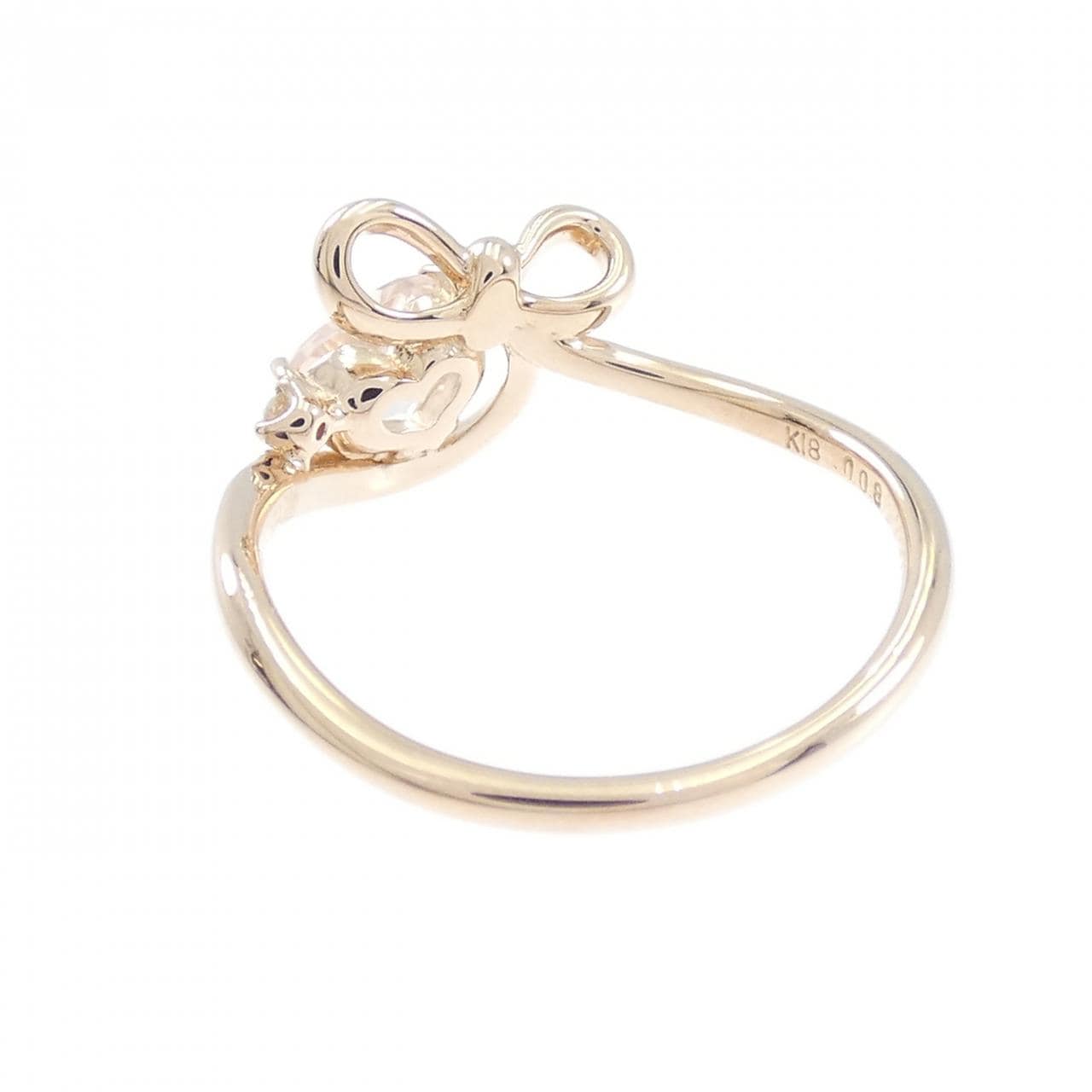 サマンサティアラ ハート ×リボン ローズクオーツ リング