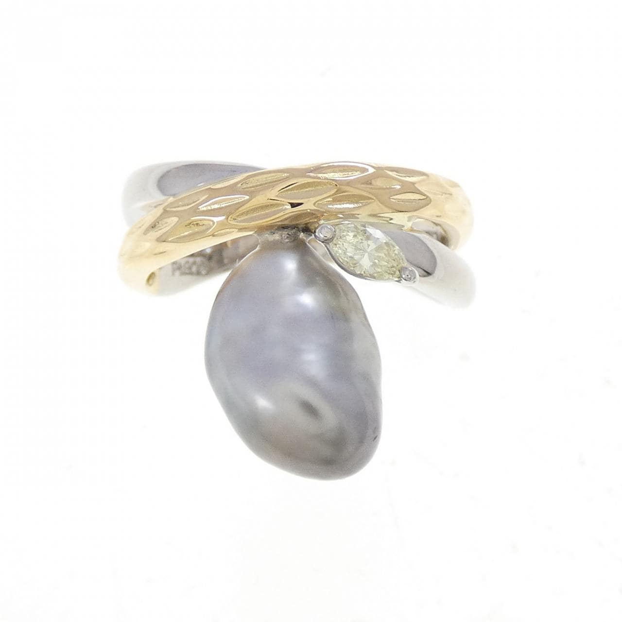 PT900/K18YG 黒蝶パール リング