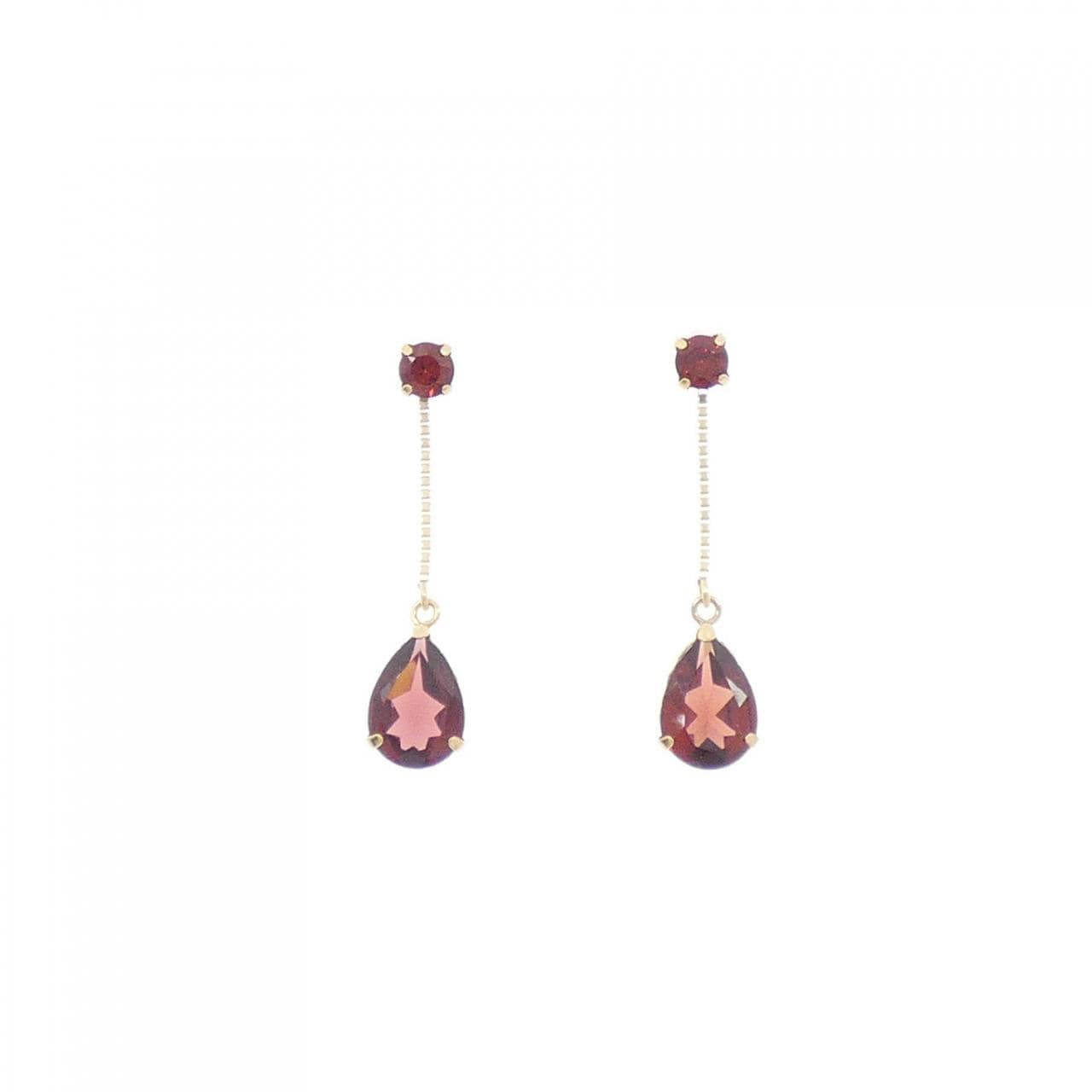 K18YG石榴石耳环 1.20克拉