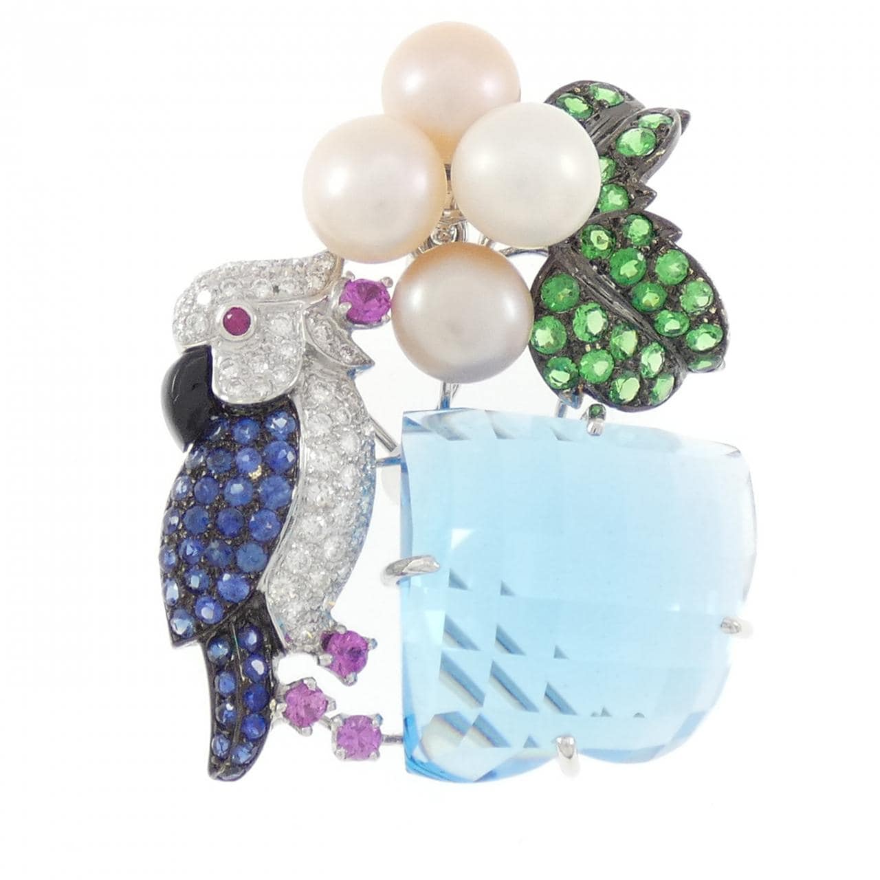 750WG/750BG バード カラーストーン ブローチ