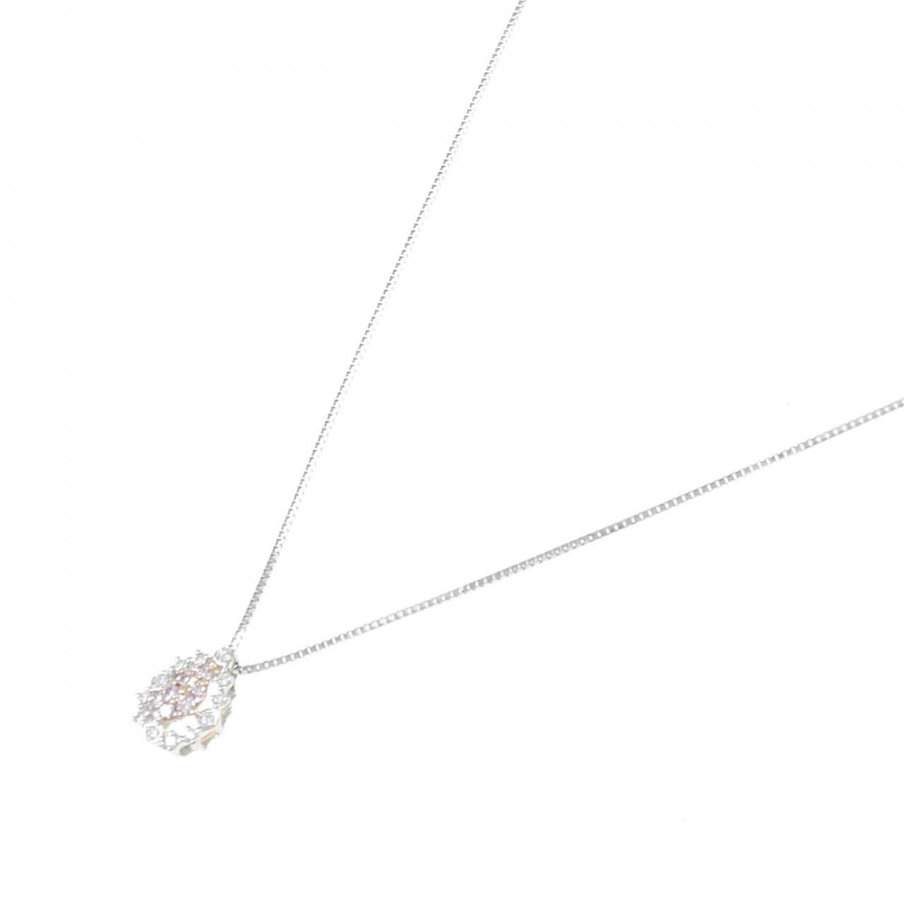 PT900/K18PG/PT850 ピンクダイヤモンド ネックレス 0.06CT